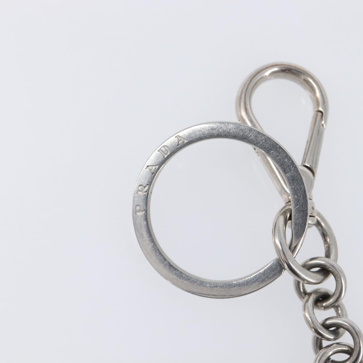 PRADA Triangle Key Ring metal Silver Auth 201017A