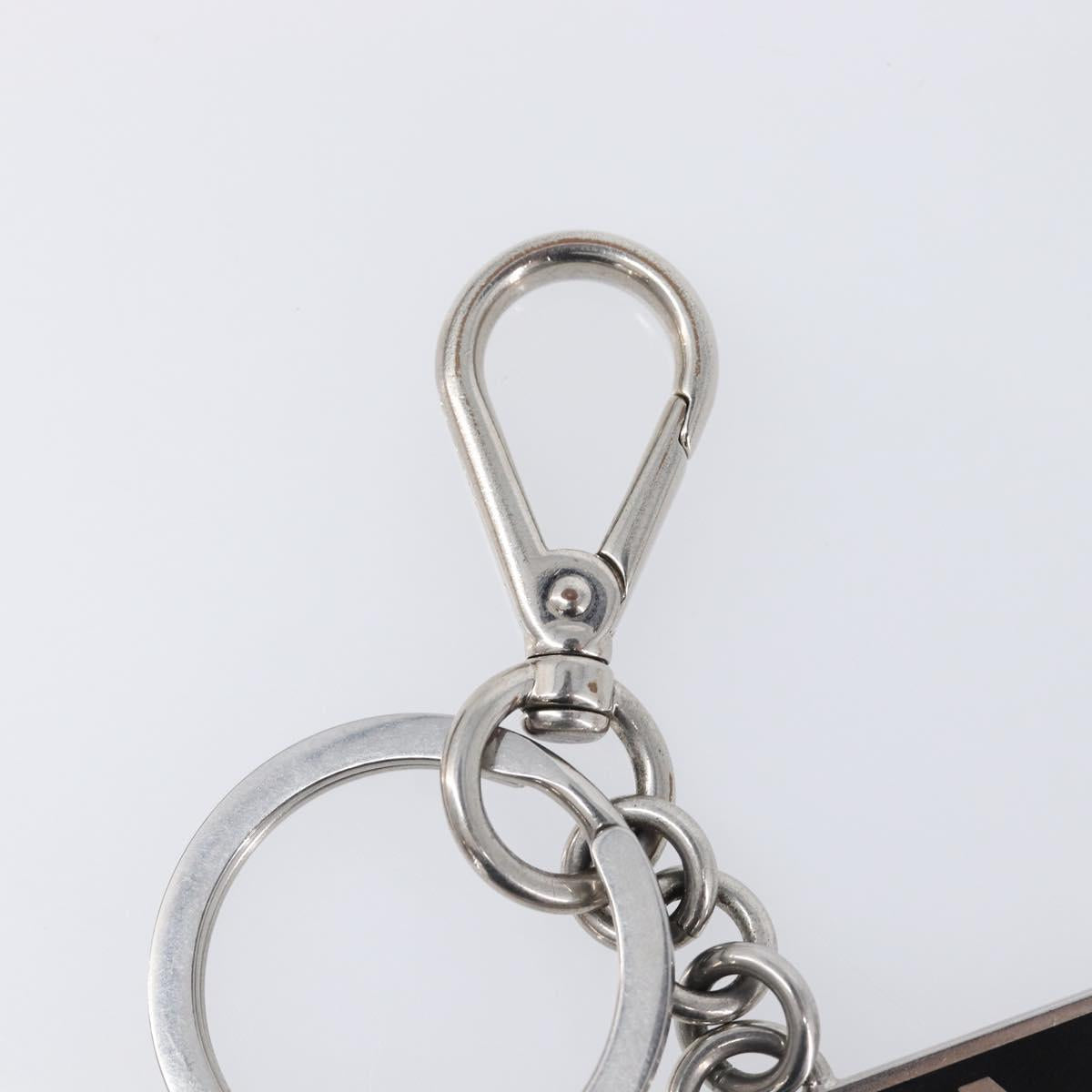 PRADA Triangle Key Ring metal Silver Auth 201017A