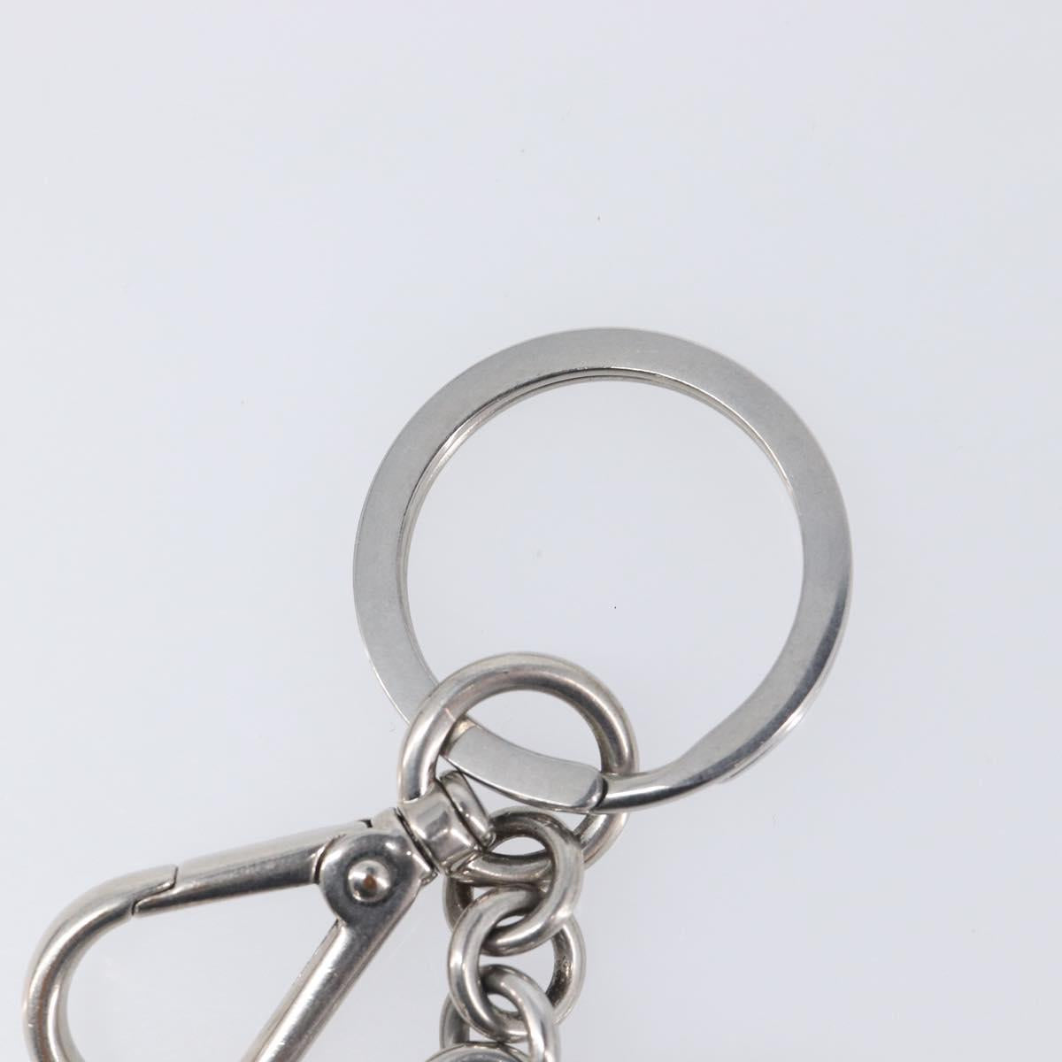 PRADA Triangle Key Ring metal Silver Auth 201017A