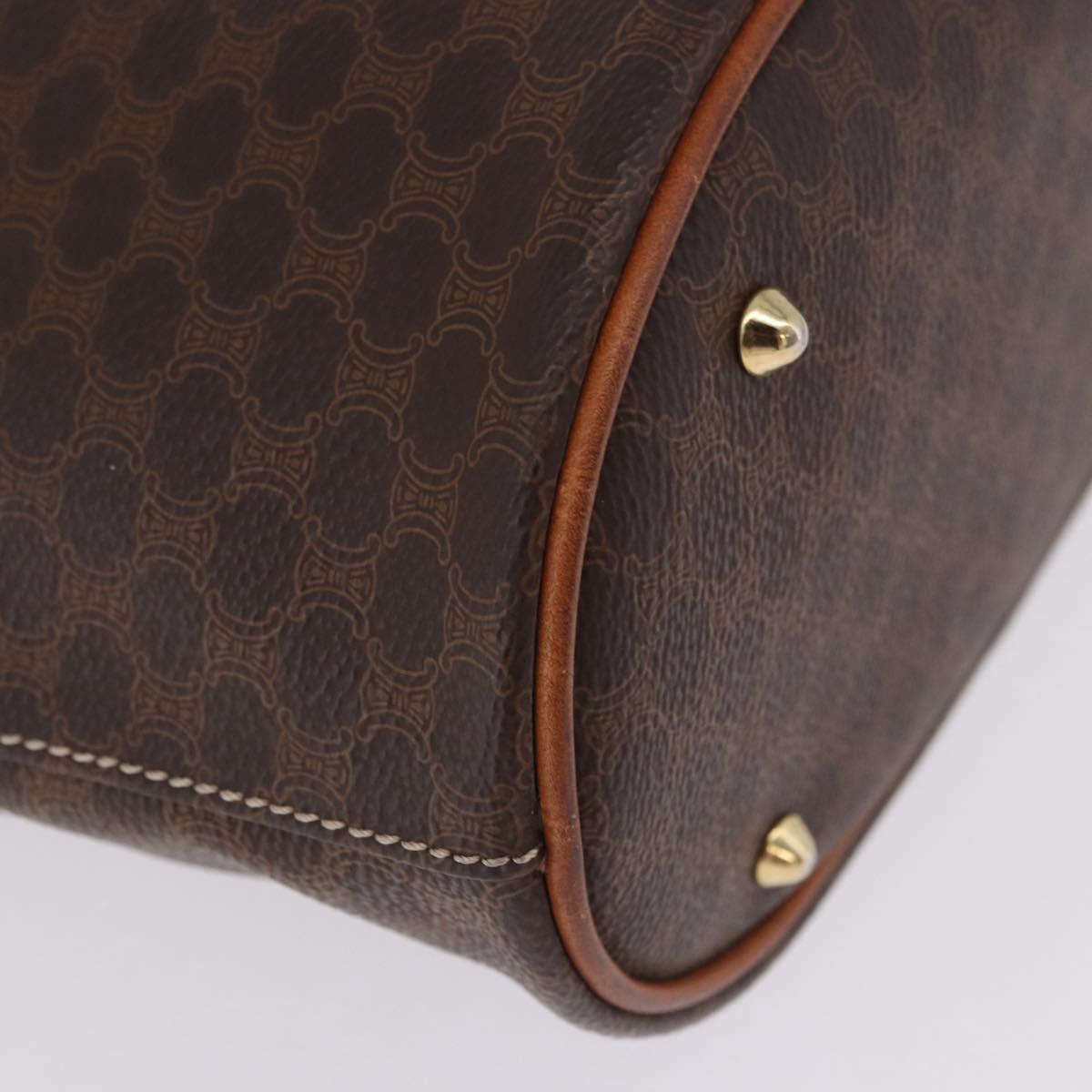 CELINE Macadam Canvas Tote Bag PVC Leather Brown Gold Auth 201082