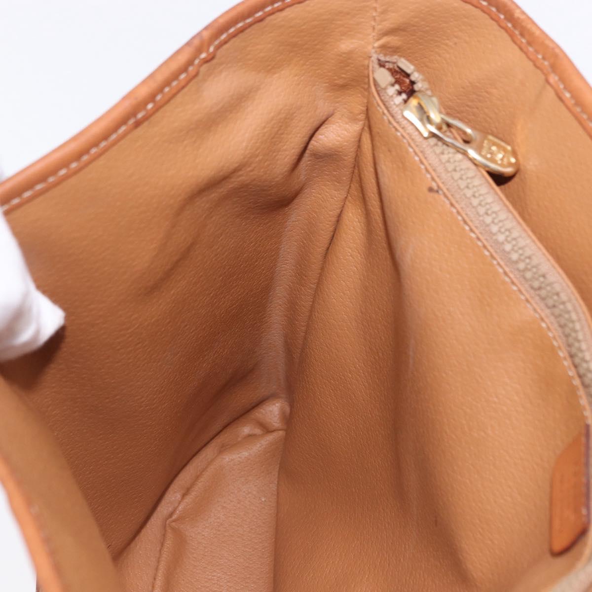 CELINE Macadam Canvas Tote Bag PVC Leather Brown Gold Auth 201082