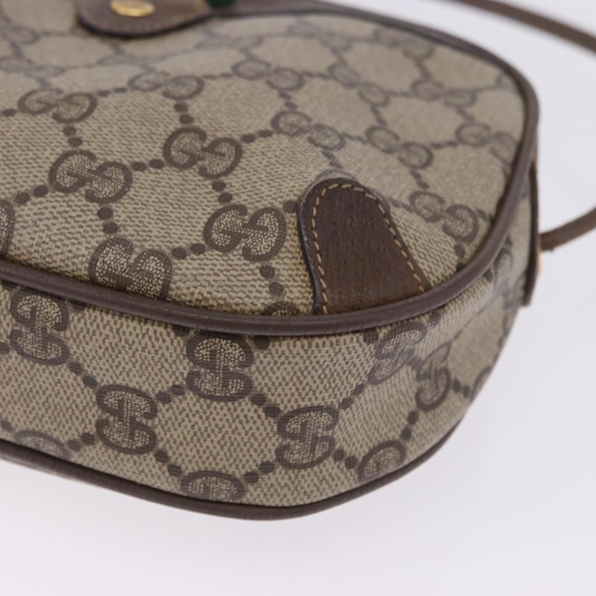 GUCCI GG Supreme Web Sherry Line Bag PVC Beige Gold 89 02 066 Auth 201083