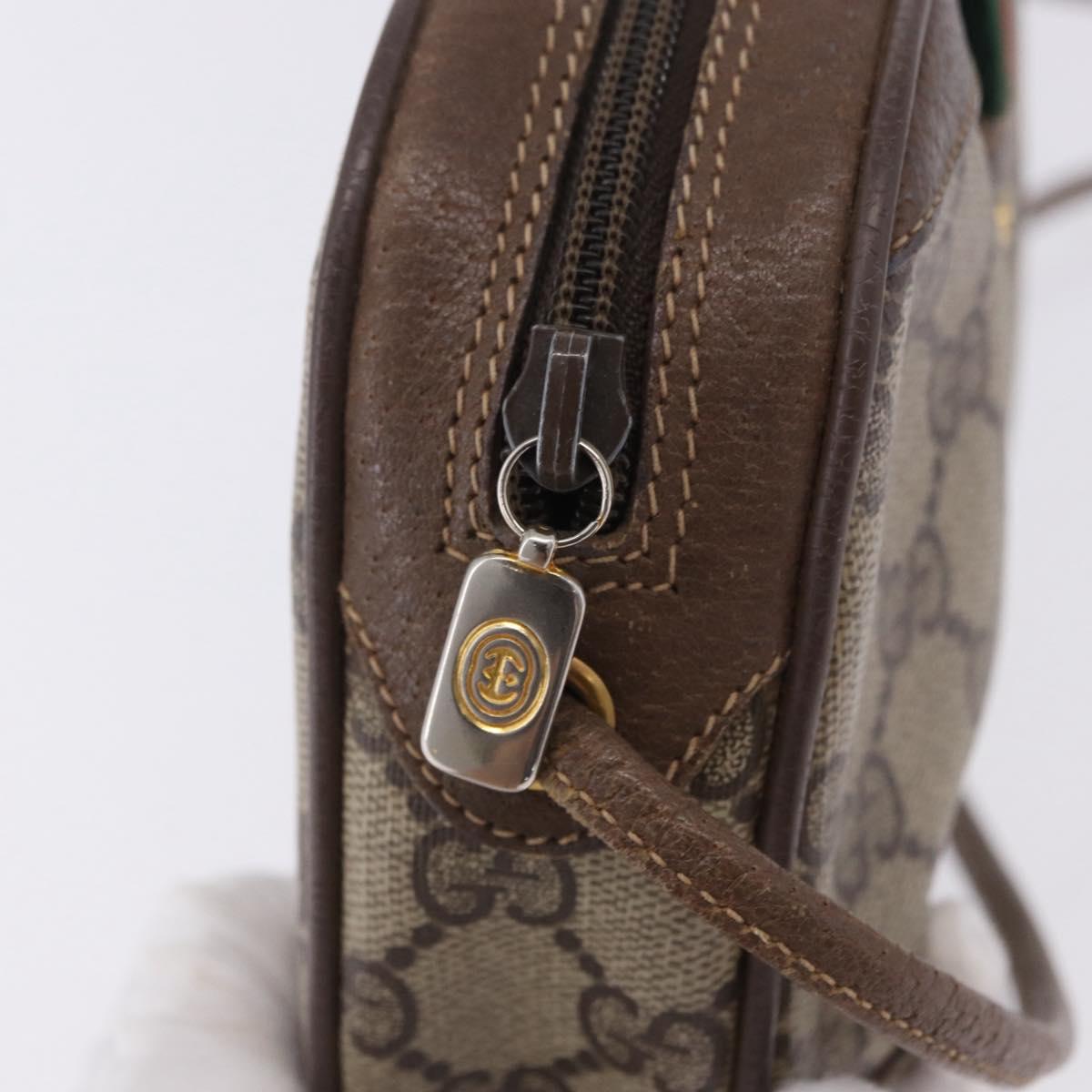 GUCCI GG Supreme Web Sherry Line Bag PVC Beige Gold 89 02 066 Auth 201083