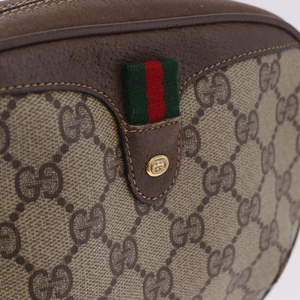 GUCCI GG Supreme Web Sherry Line Bag PVC Beige Gold 89 02 066 Auth 201083