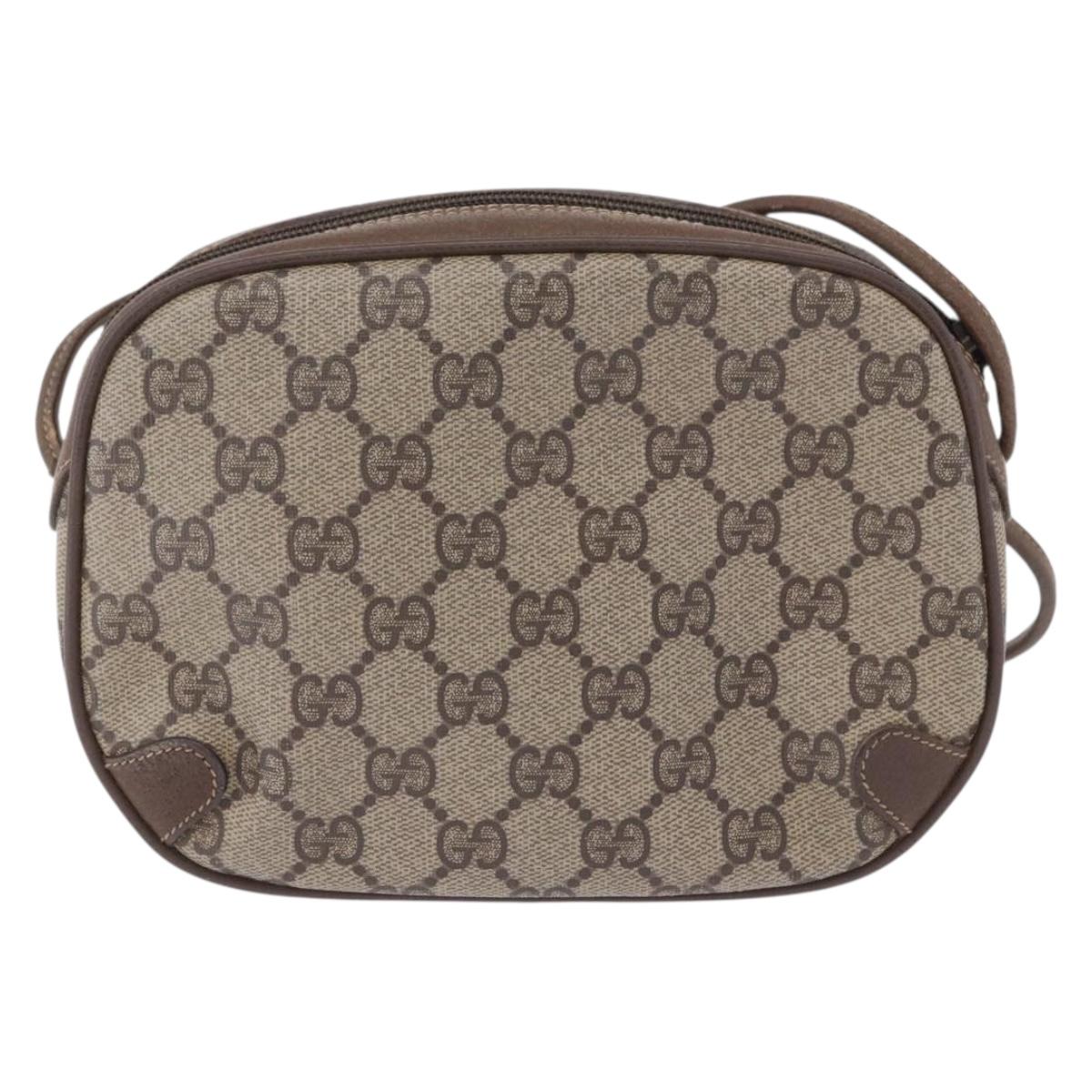 GUCCI GG Supreme Web Sherry Line Bag PVC Beige Gold 89 02 066 Auth 201083