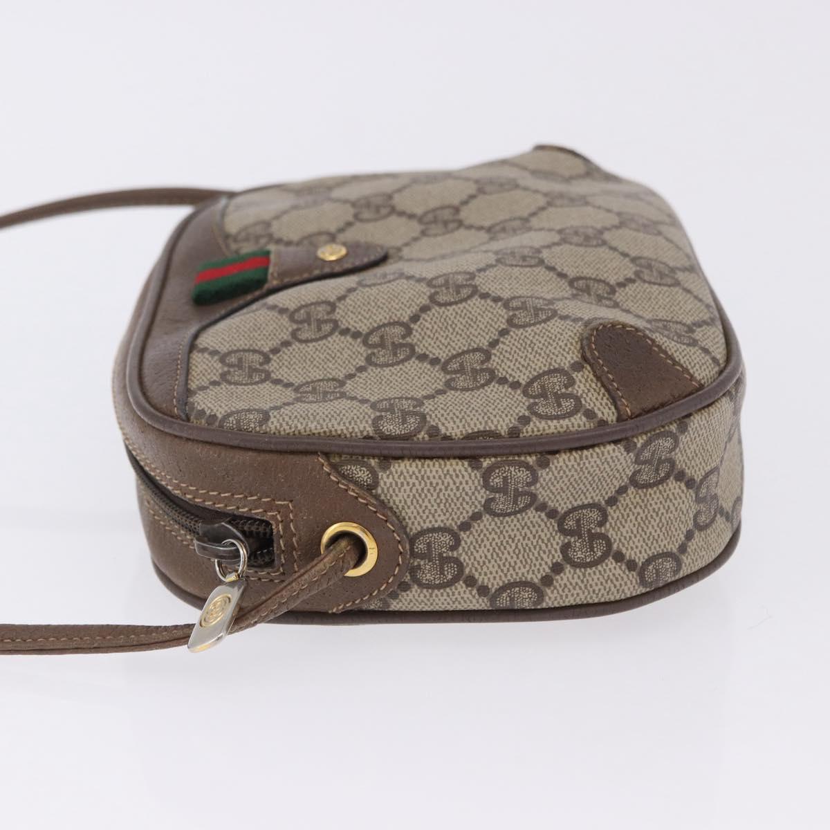 GUCCI GG Supreme Web Sherry Line Bag PVC Beige Gold 89 02 066 Auth 201083