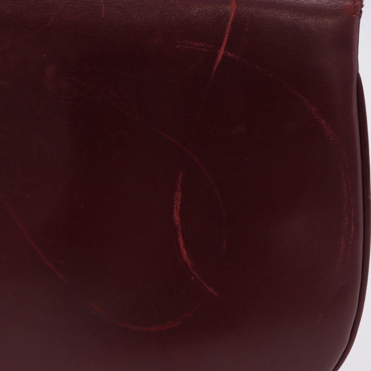 CELINE Horse Carriage Shoulder Bag Leather 2way Bordeaux Gold Auth 201084