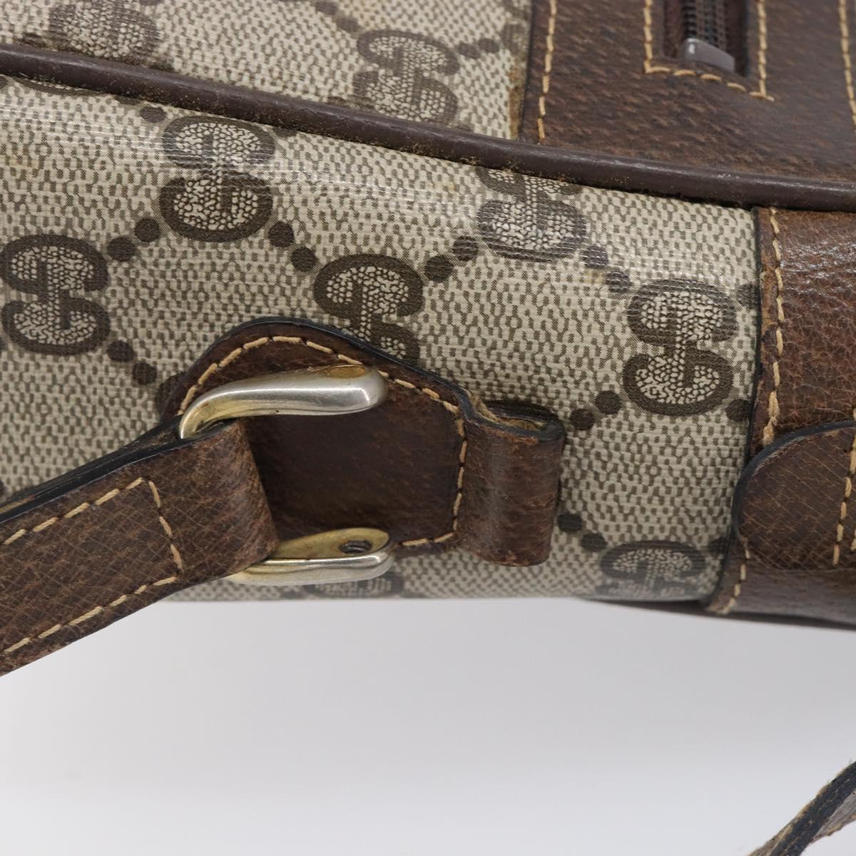 GUCCI GG Supreme Web Sherry Line Shoulder Bag PVC 2 Set Beige Auth 201091