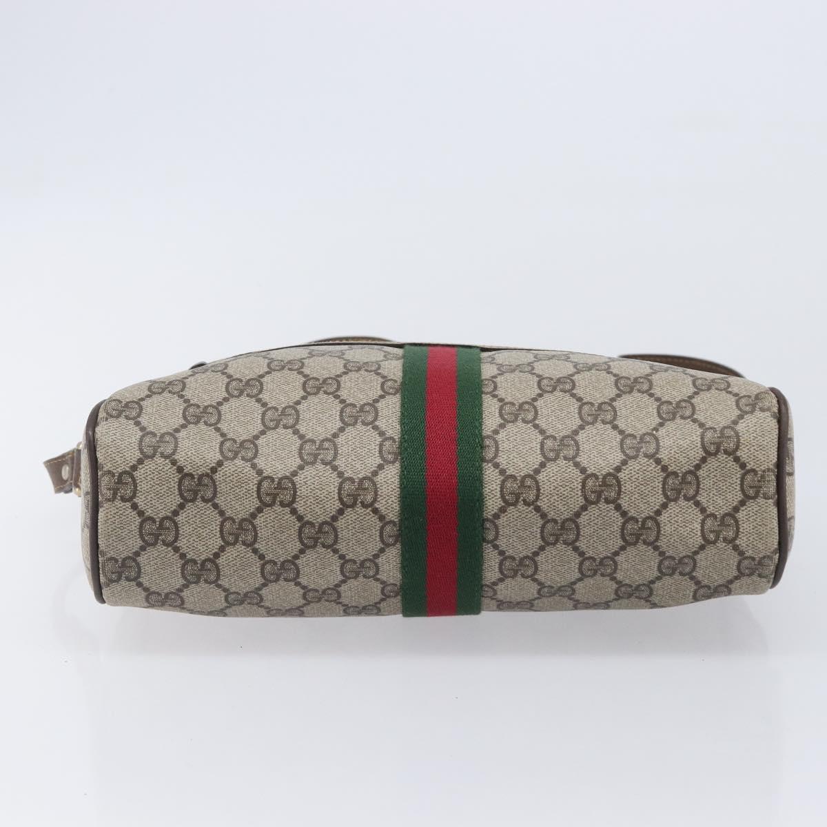 GUCCI GG Supreme Web Sherry Line Shoulder Bag PVC 2 Set Beige Auth 201091