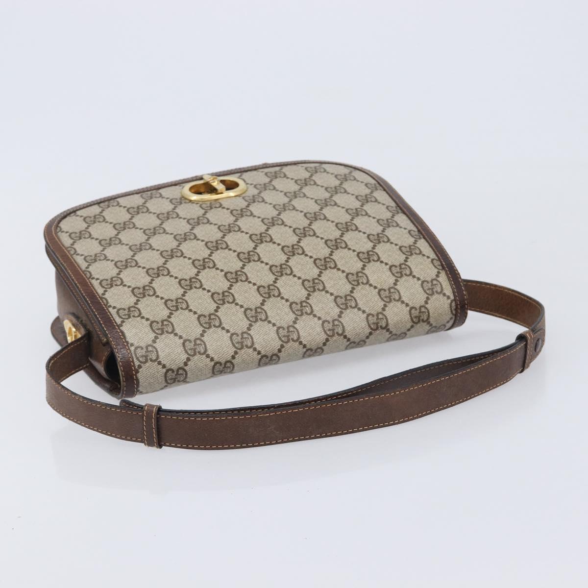GUCCI GG Supreme Web Sherry Line Shoulder Bag PVC 2 Set Beige Auth 201091