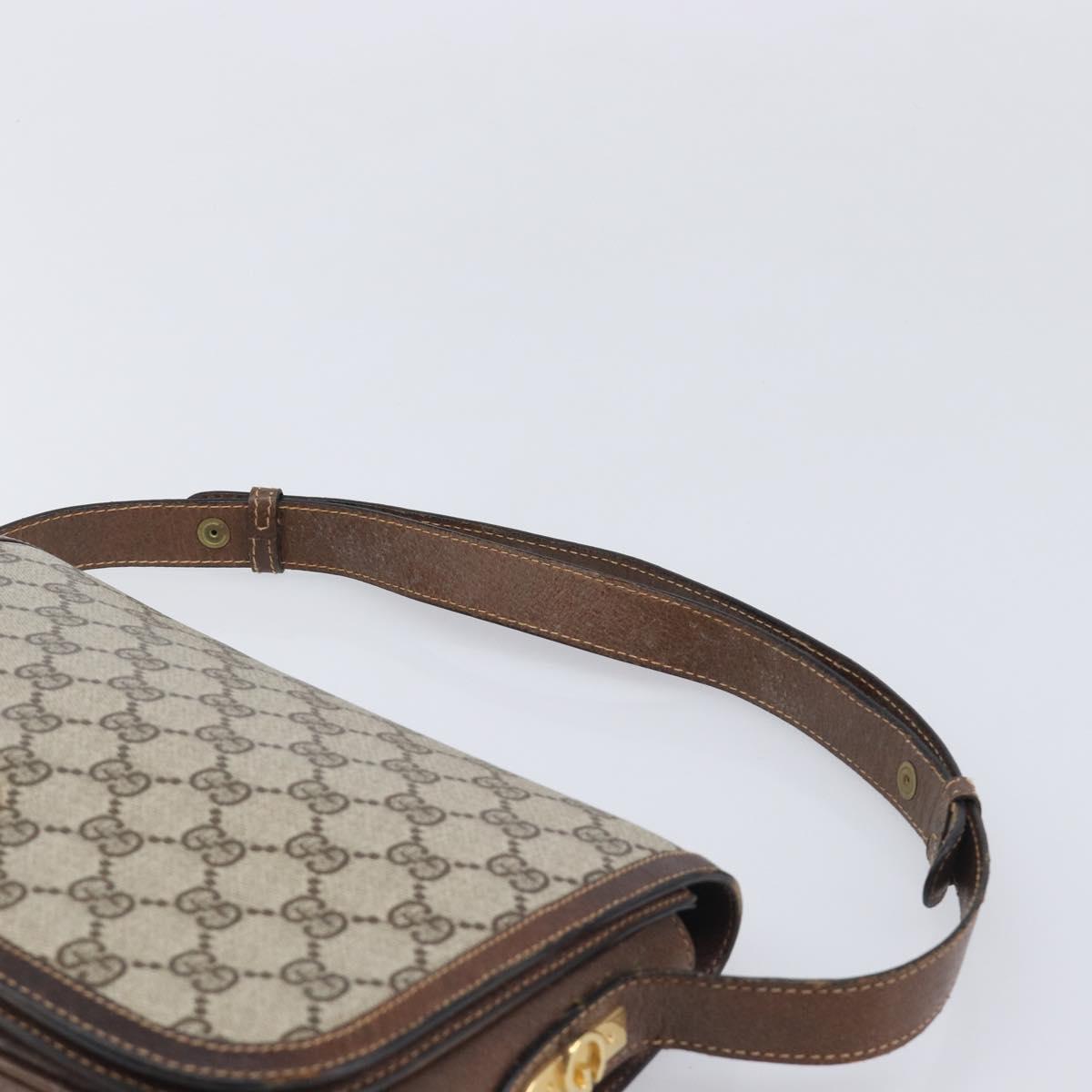 GUCCI GG Supreme Web Sherry Line Shoulder Bag PVC 2 Set Beige Auth 201091