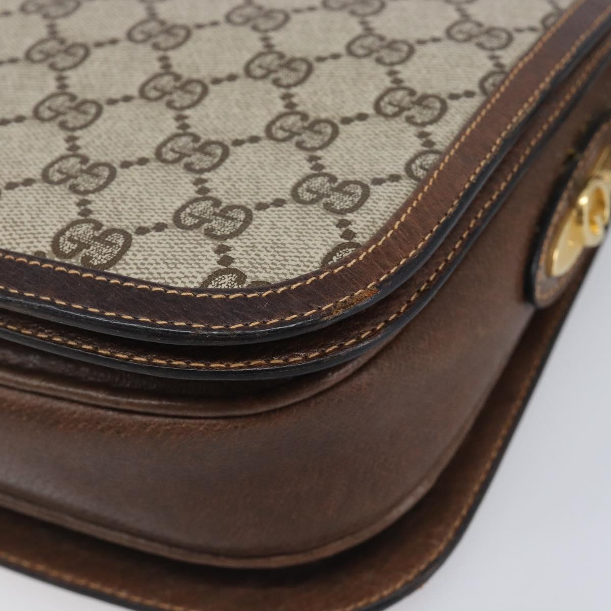 GUCCI GG Supreme Web Sherry Line Shoulder Bag PVC 2 Set Beige Auth 201091