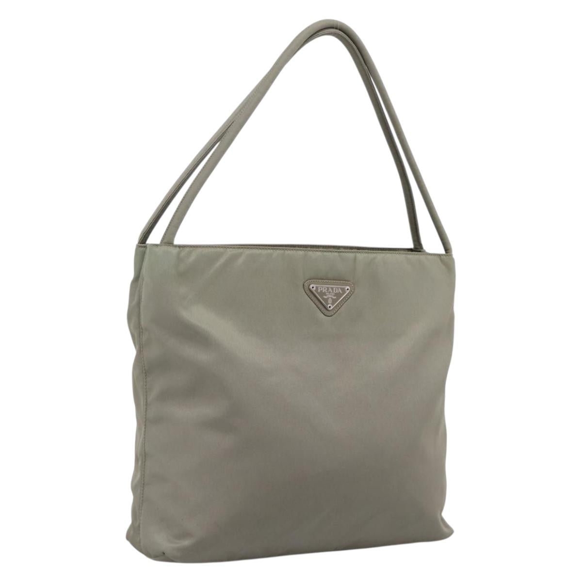 PRADA Tote Bag Nylon Green Silver Auth 201124A
