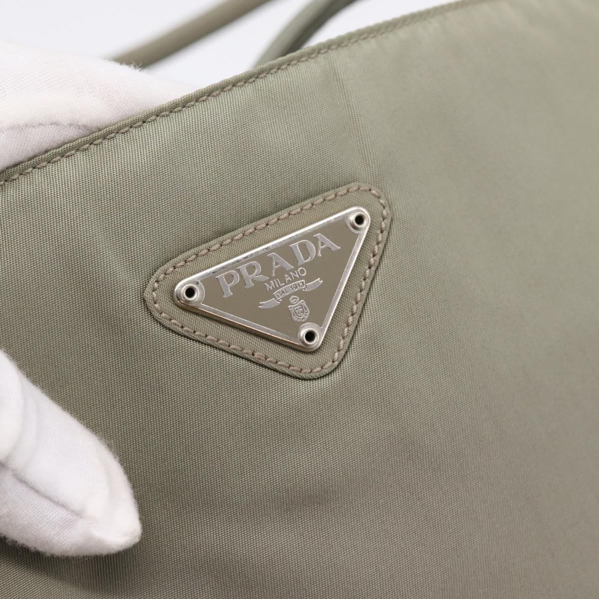 PRADA Tote Bag Nylon Green Silver Auth 201124A