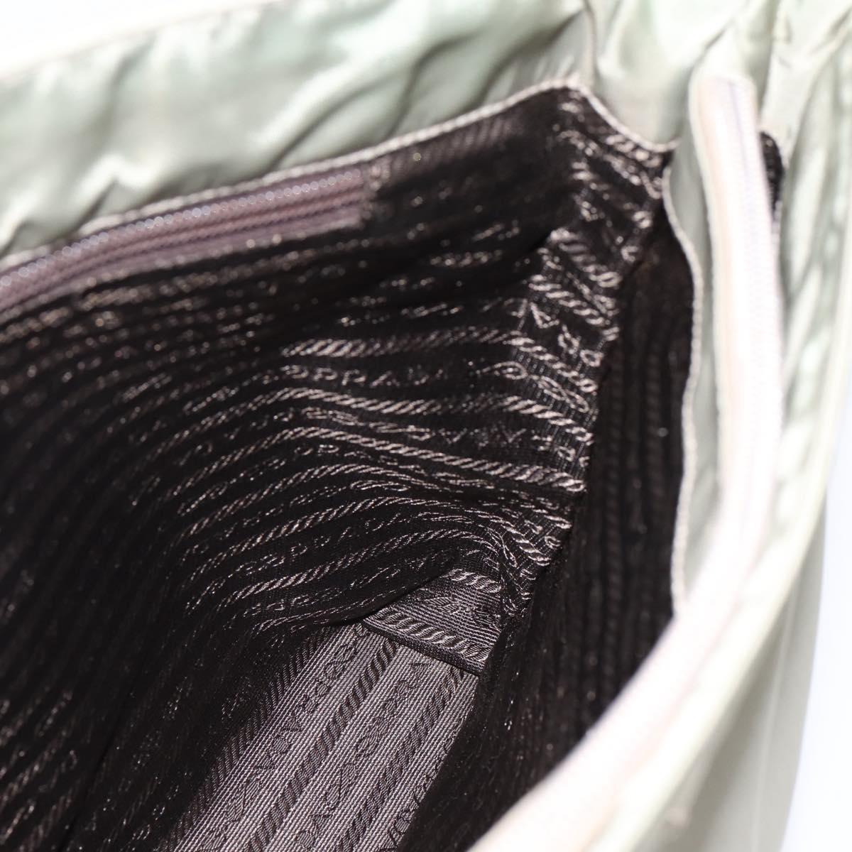 PRADA Tote Bag Nylon Green Silver Auth 201124A