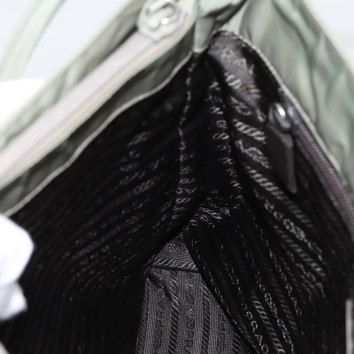 PRADA Tote Bag Nylon Green Silver Auth 201124A