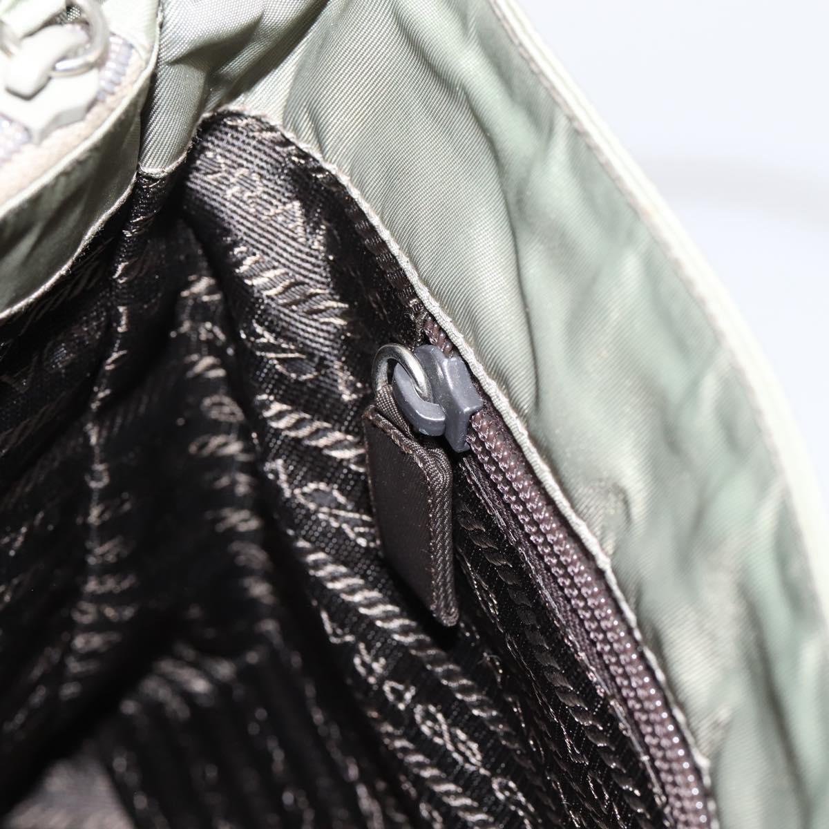 PRADA Tote Bag Nylon Green Silver Auth 201124A