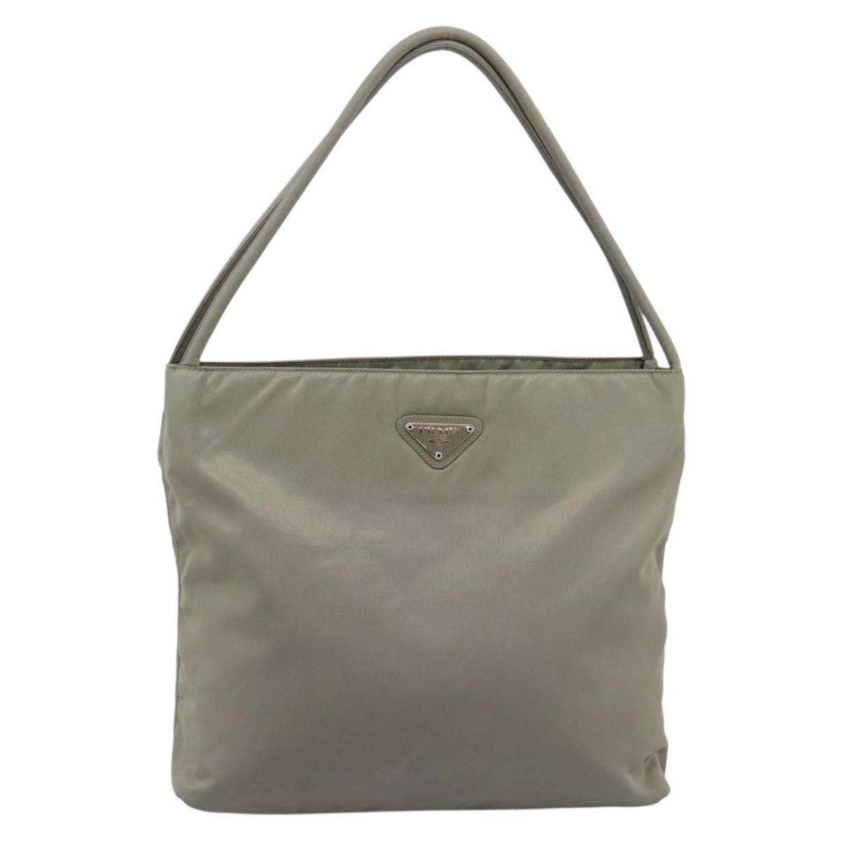 PRADA Tote Bag Nylon Green Silver Auth 201124A