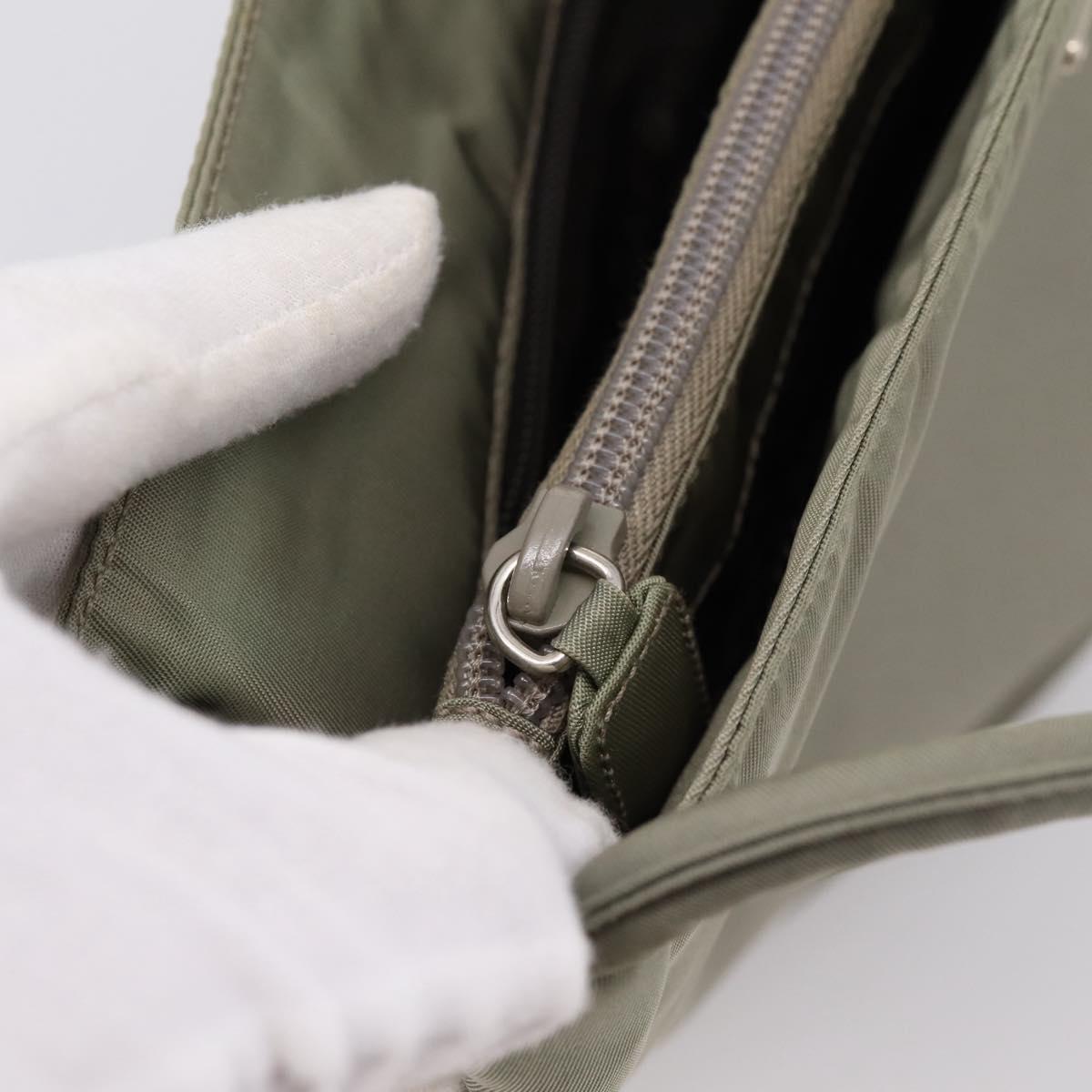 PRADA Tote Bag Nylon Green Silver Auth 201124A