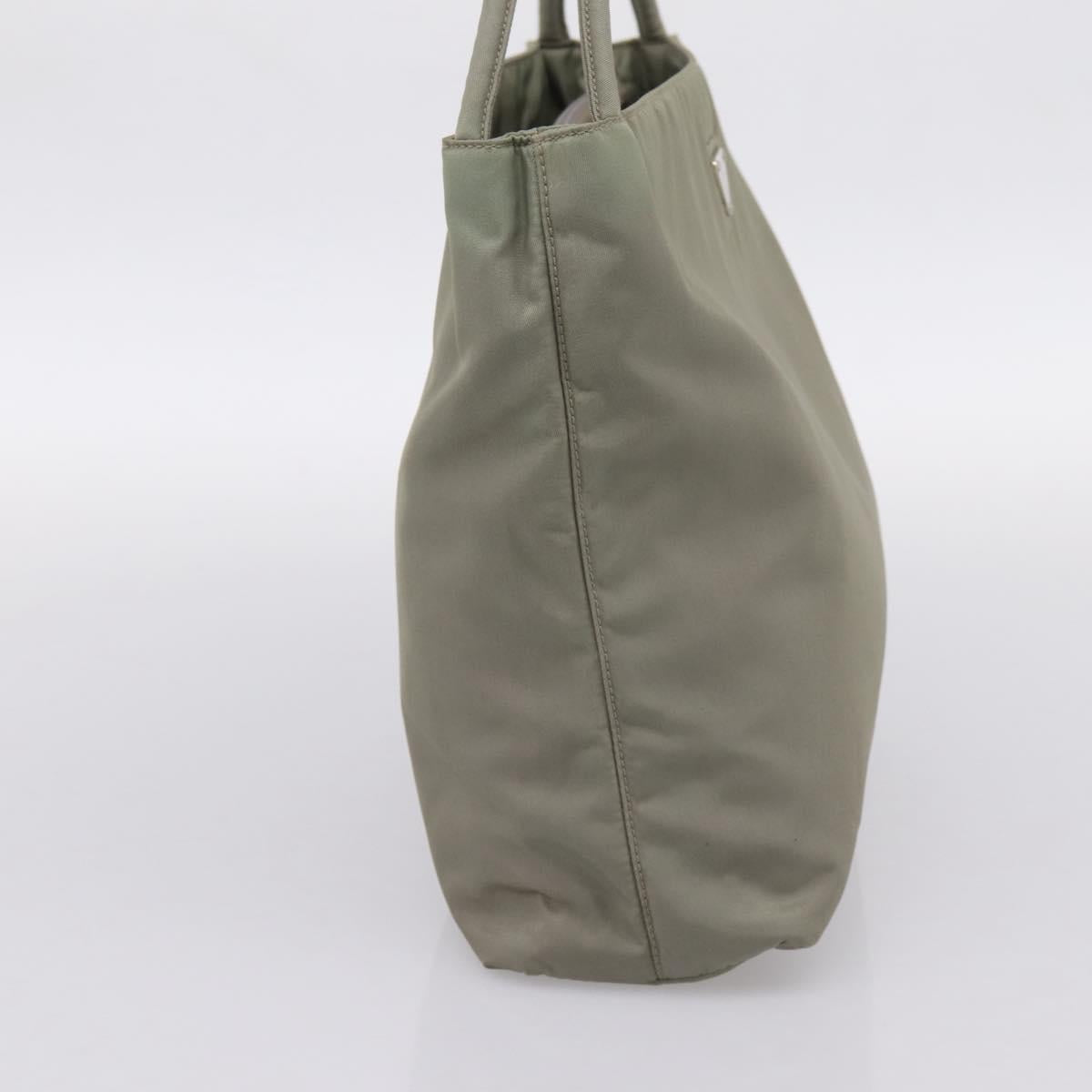 PRADA Tote Bag Nylon Green Silver Auth 201124A