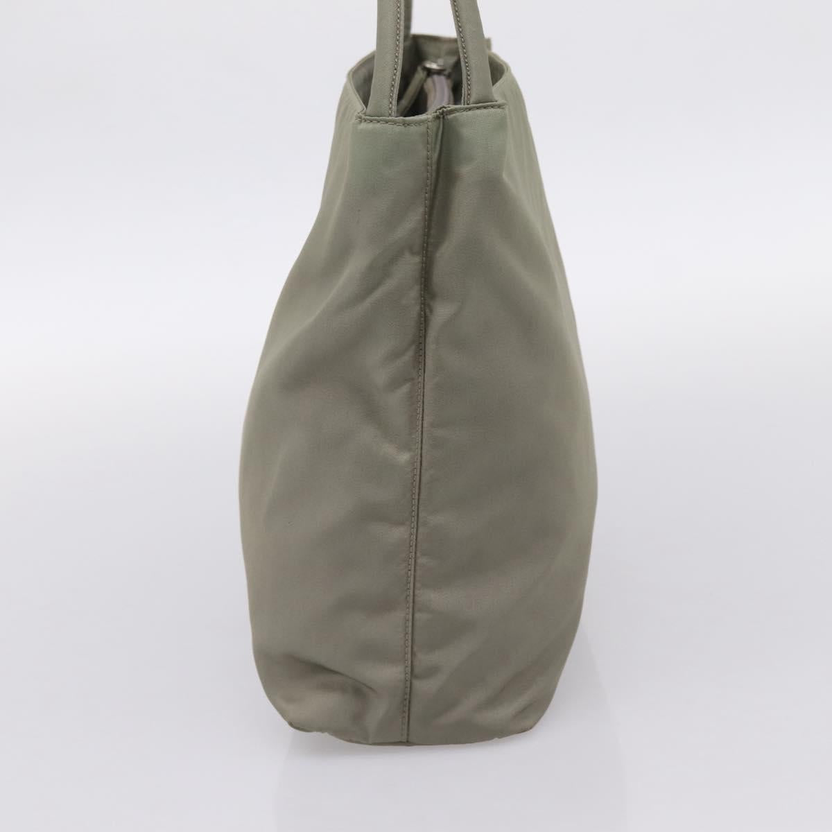 PRADA Tote Bag Nylon Green Silver Auth 201124A