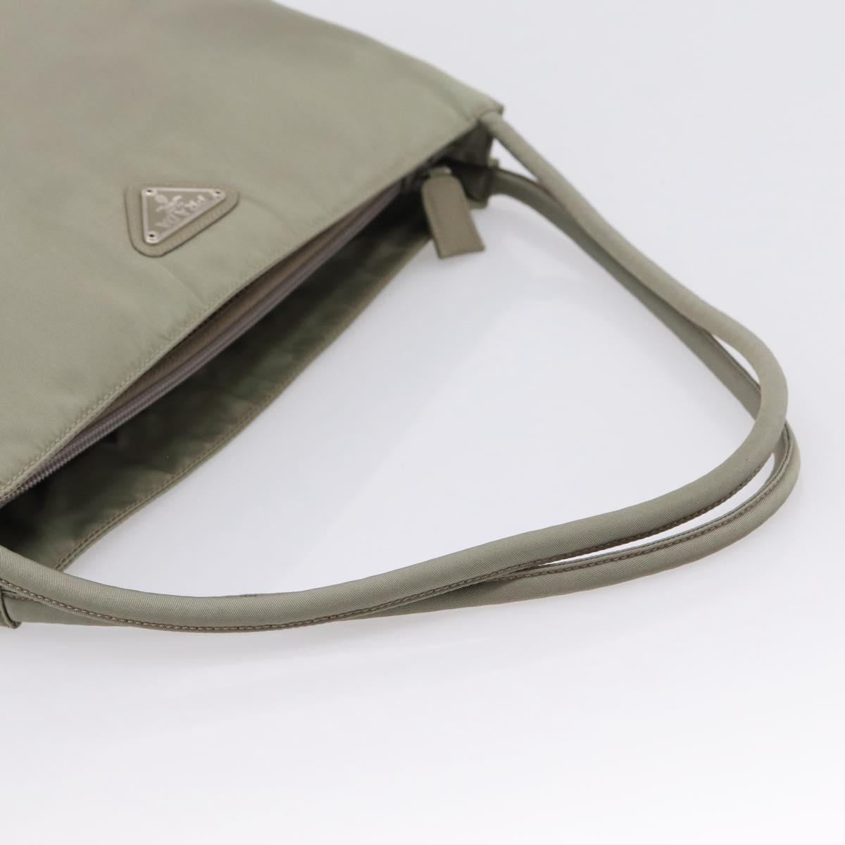PRADA Tote Bag Nylon Green Silver Auth 201124A