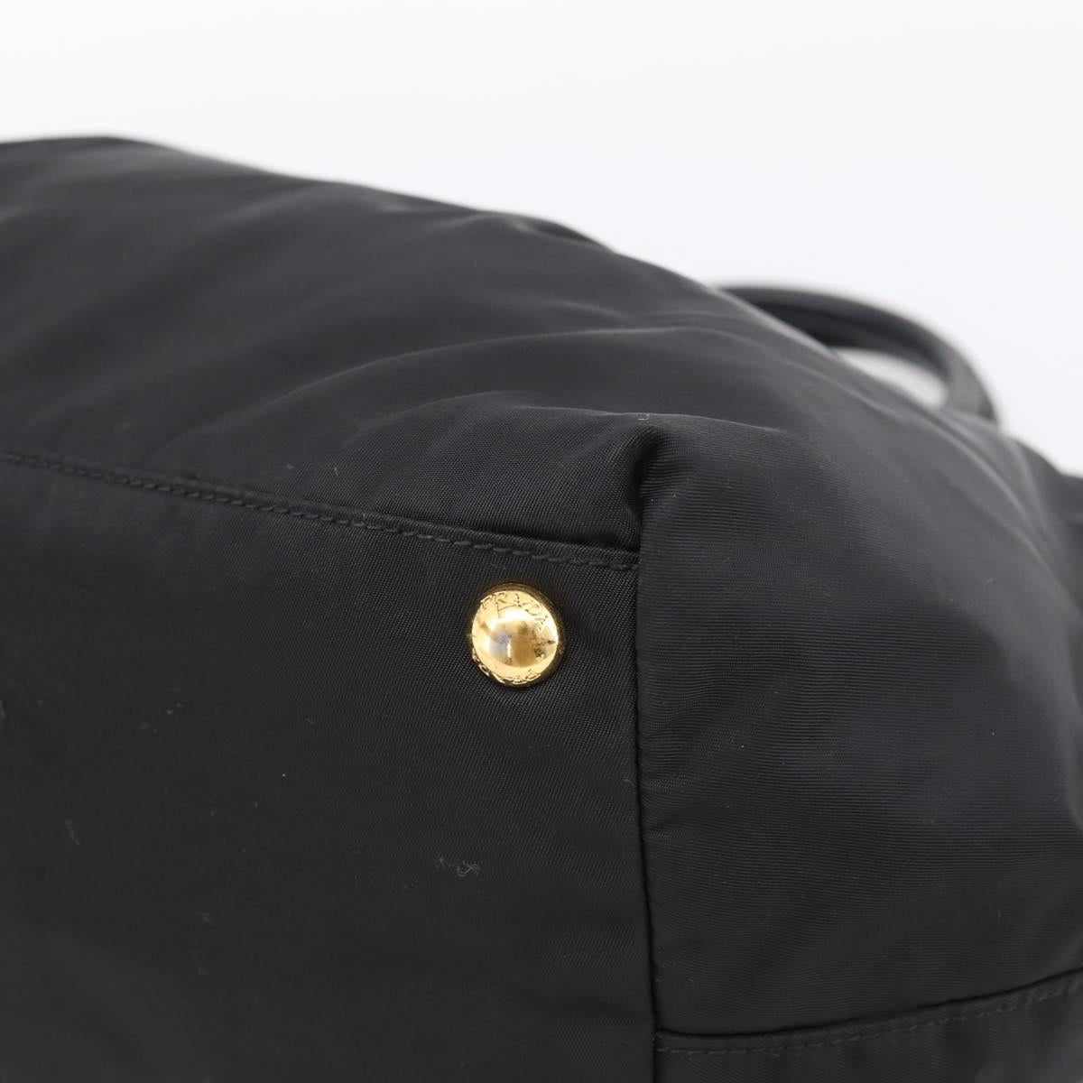 PRADA Hand Bag Nylon Black Gold Auth 201125V
