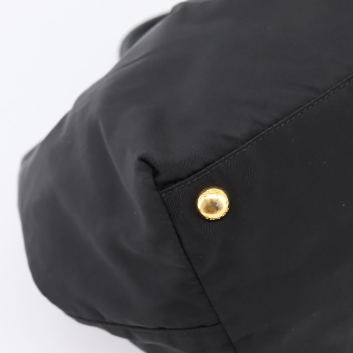 PRADA Hand Bag Nylon Black Gold Auth 201125V