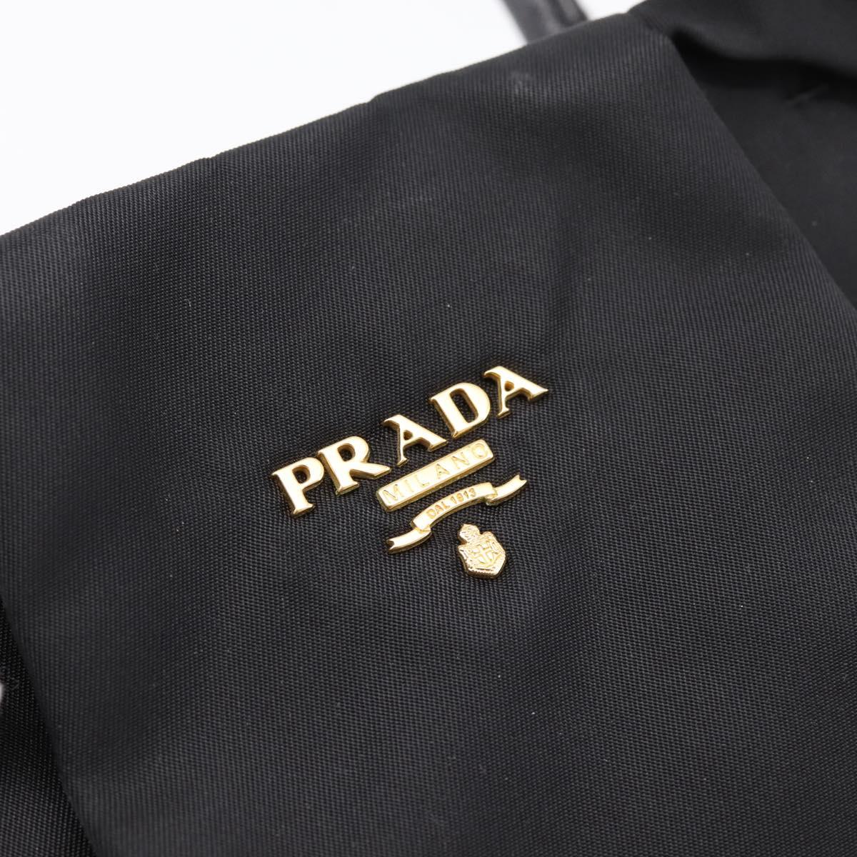 PRADA Hand Bag Nylon Black Gold Auth 201125V