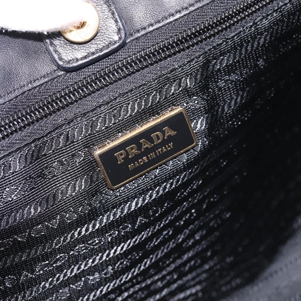PRADA Hand Bag Nylon Black Gold Auth 201125V