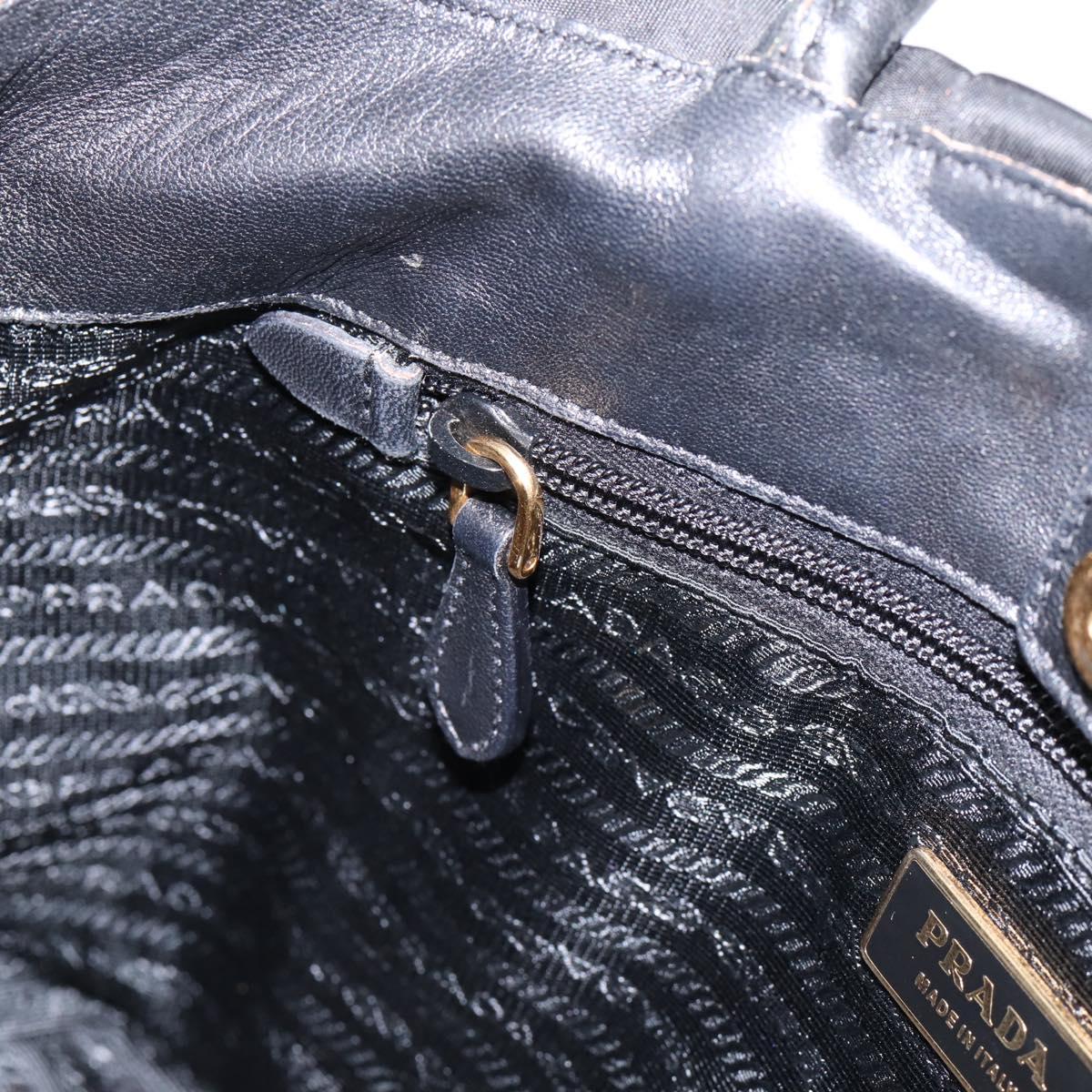PRADA Hand Bag Nylon Black Gold Auth 201125V