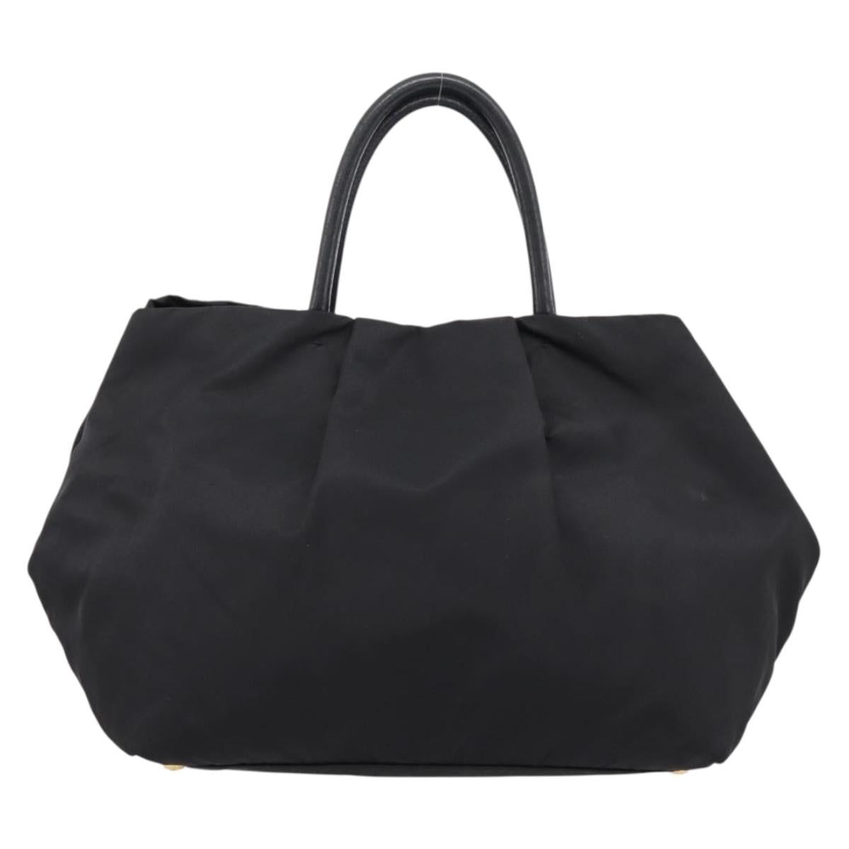 PRADA Hand Bag Nylon Black Gold Auth 201125V