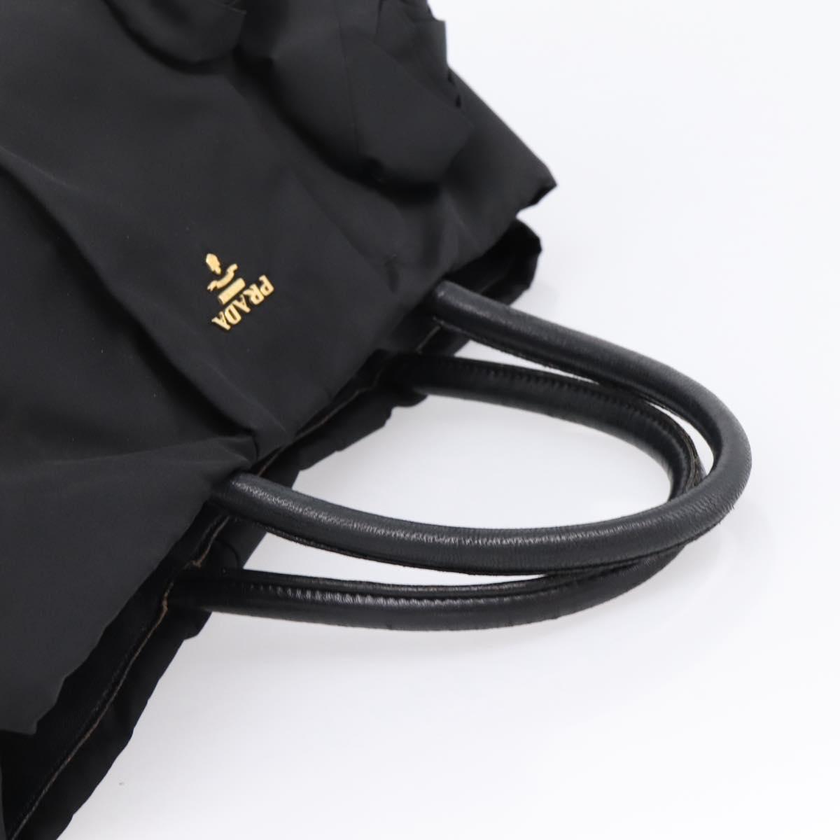 PRADA Hand Bag Nylon Black Gold Auth 201125V