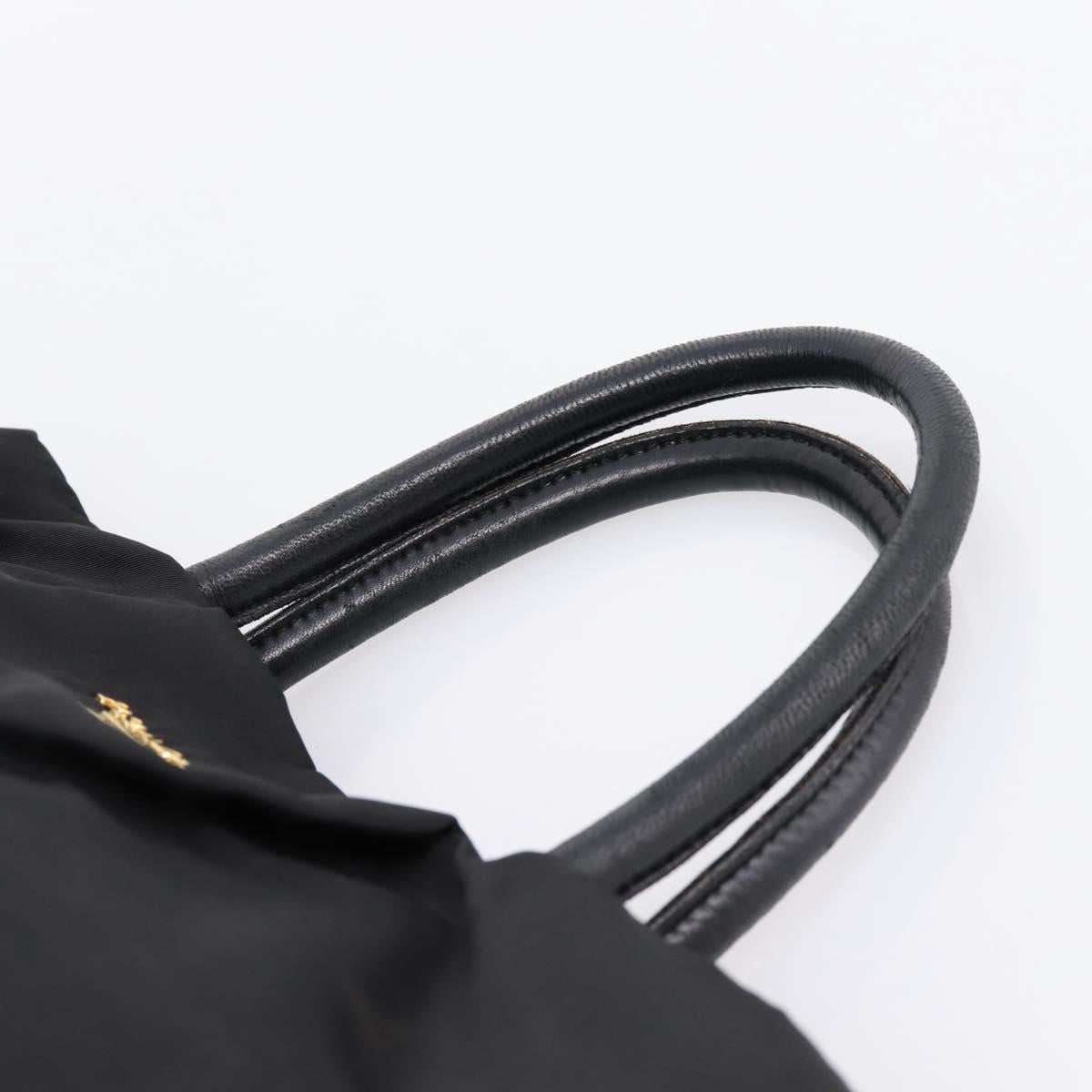 PRADA Hand Bag Nylon Black Gold Auth 201125V