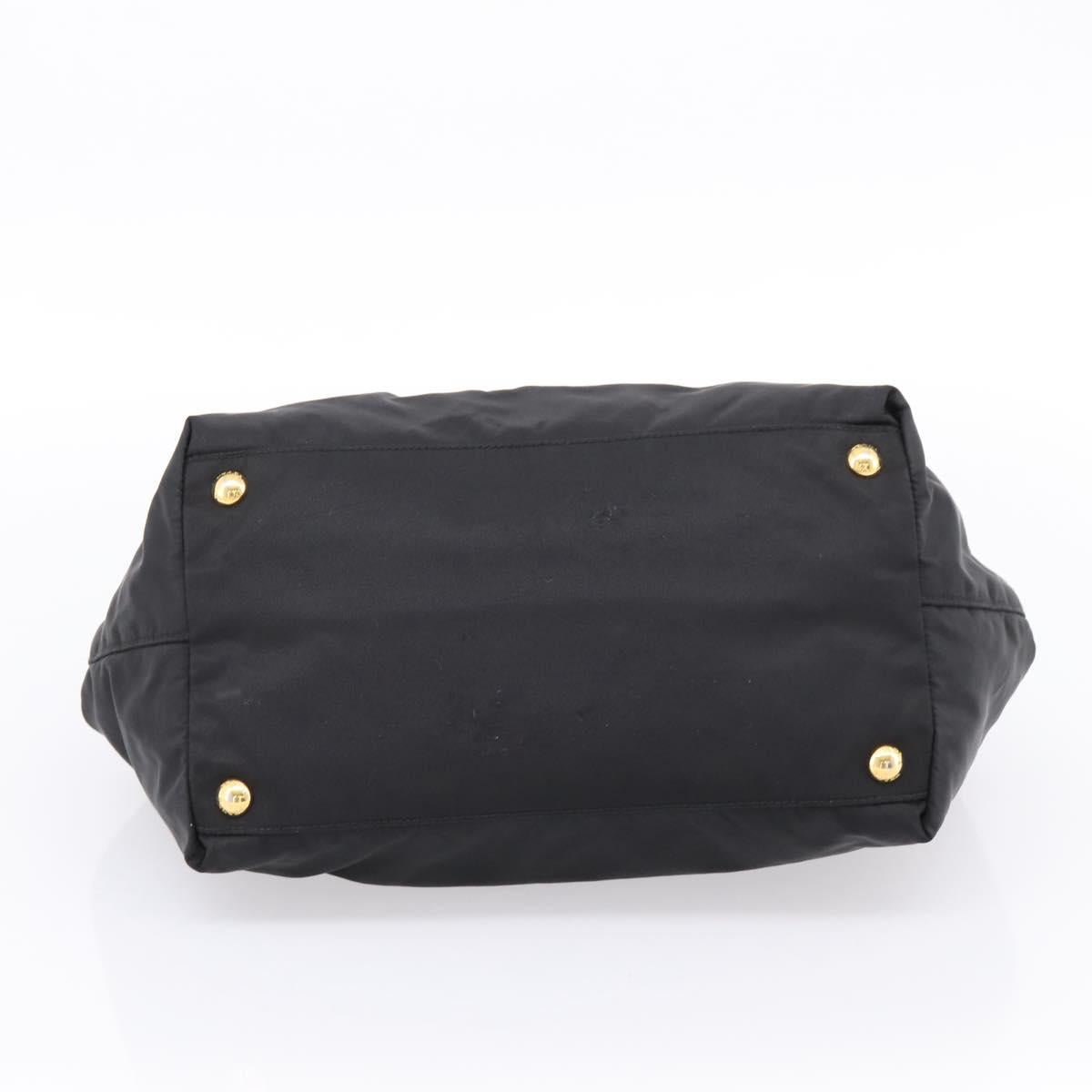 PRADA Hand Bag Nylon Black Gold Auth 201125V