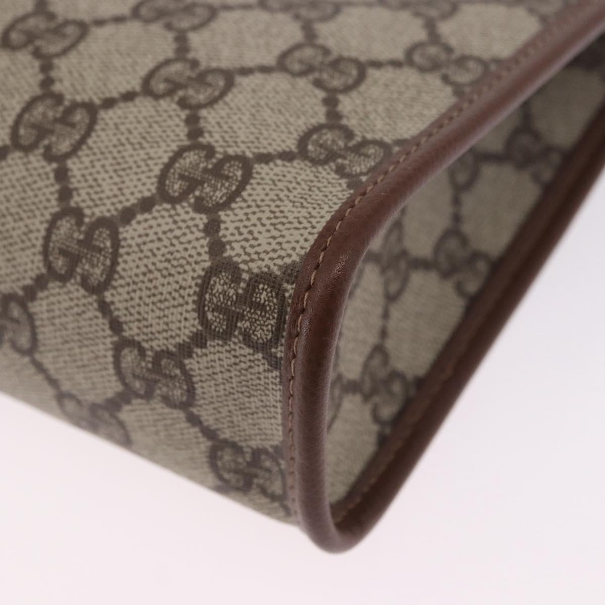 GUCCI GG Supreme Clutch Bag PVC Beige Gold Tone 014 115 6063 Auth 201128