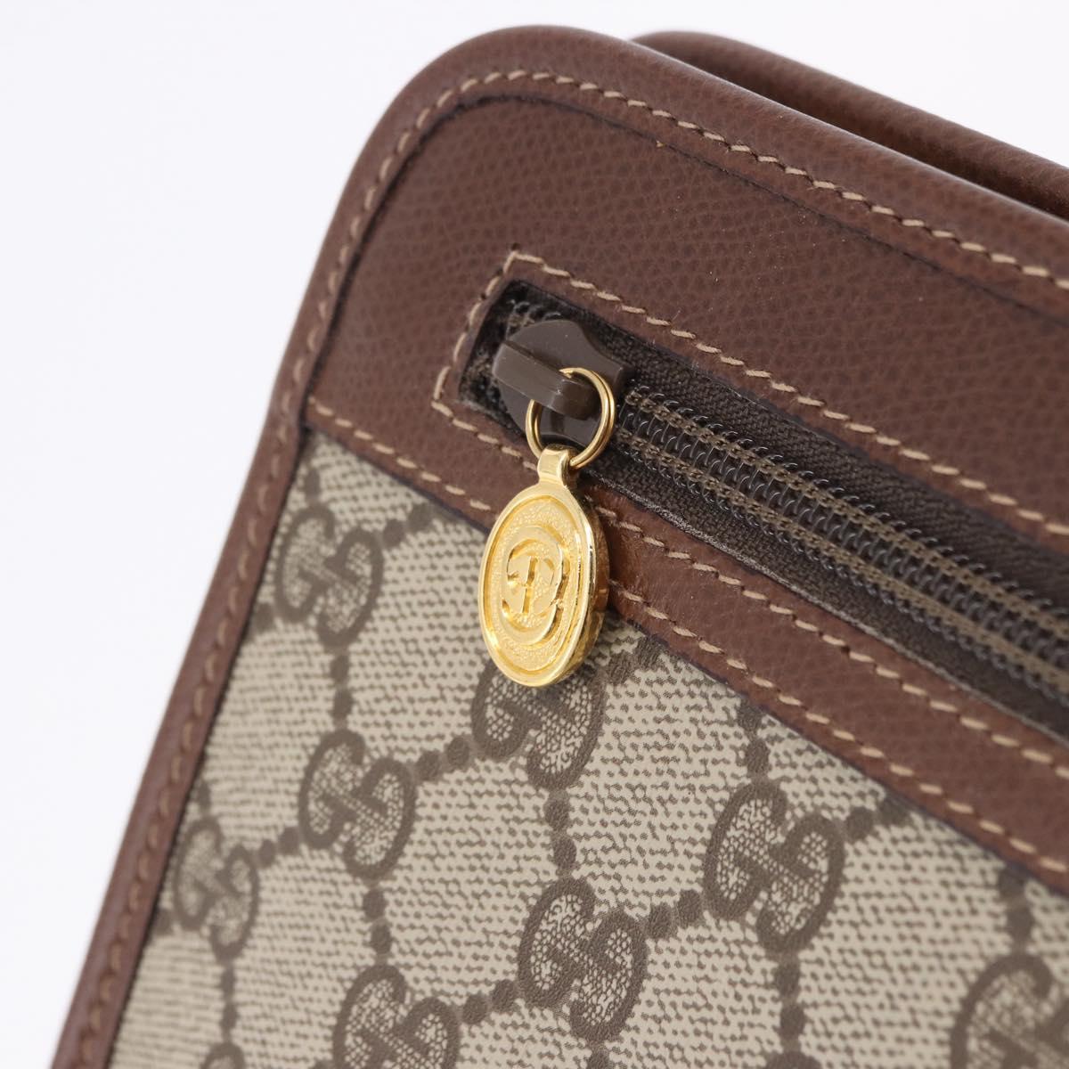 GUCCI GG Supreme Clutch Bag PVC Beige Gold Tone 014 115 6063 Auth 201128