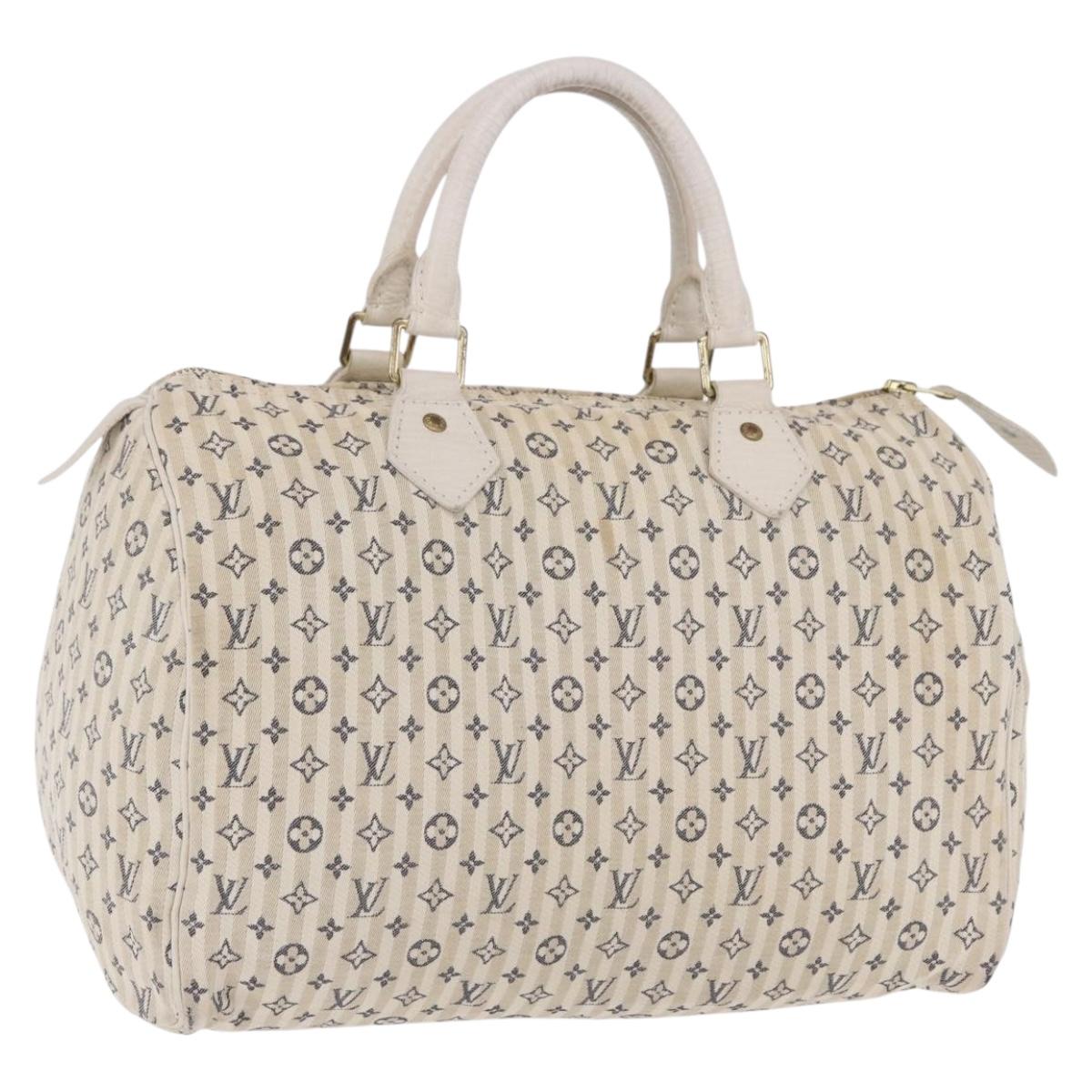 LOUIS VUITTON Monogram Mini Lin Croisette Speedy 30 Bag Blue M95500 Auth 201129A