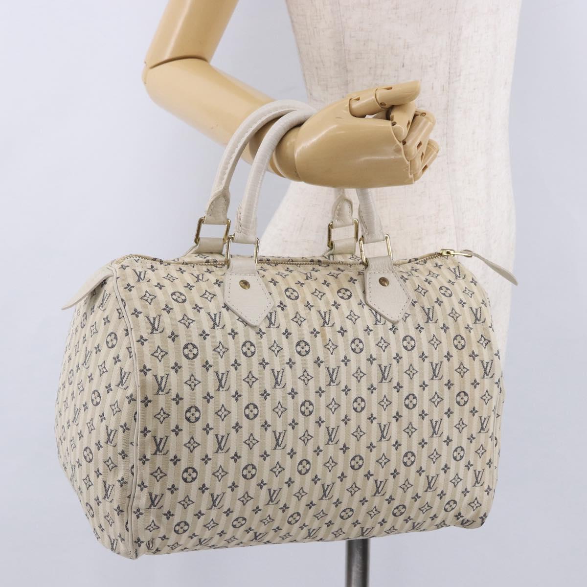 LOUIS VUITTON Monogram Mini Lin Croisette Speedy 30 Bag Blue M95500 Auth 201129A