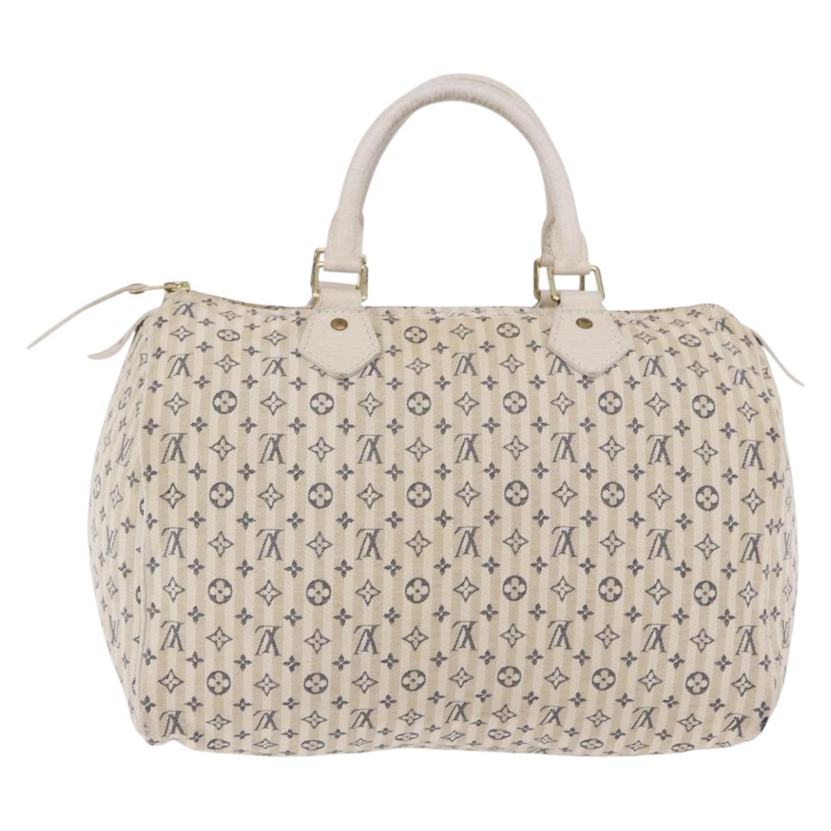 LOUIS VUITTON Monogram Mini Lin Croisette Speedy 30 Bag Blue M95500 Auth 201129A