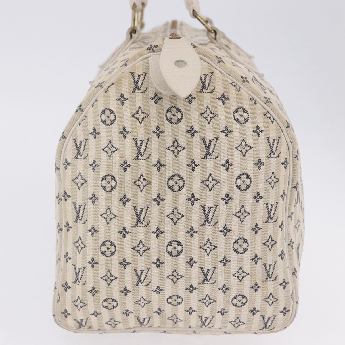 LOUIS VUITTON Monogram Mini Lin Croisette Speedy 30 Bag Blue M95500 Auth 201129A