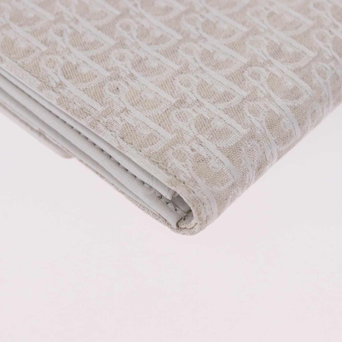 Christian Dior Trotter Canvas Long Wallet Beige Silver Auth 201131V