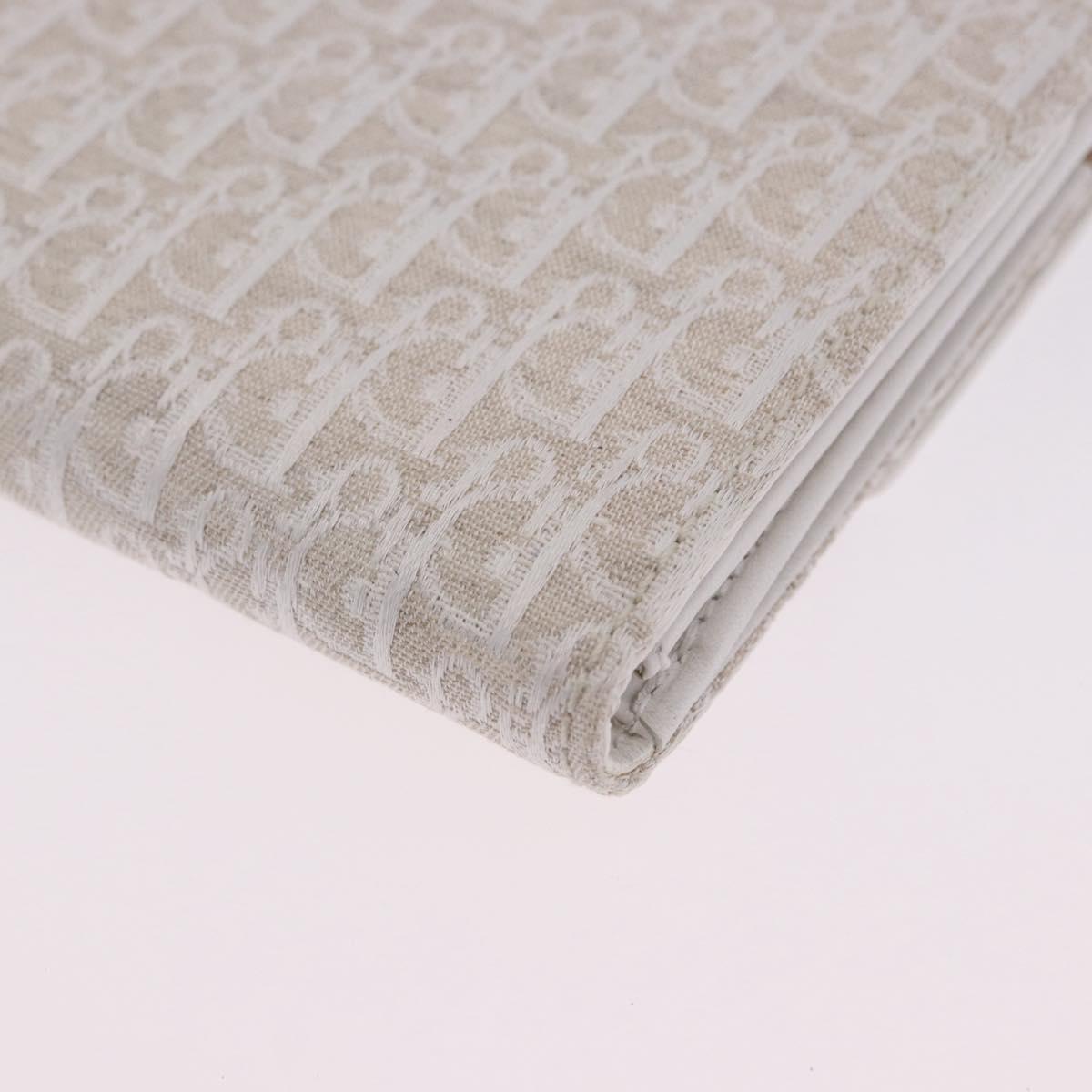 Christian Dior Trotter Canvas Long Wallet Beige Silver Auth 201131V