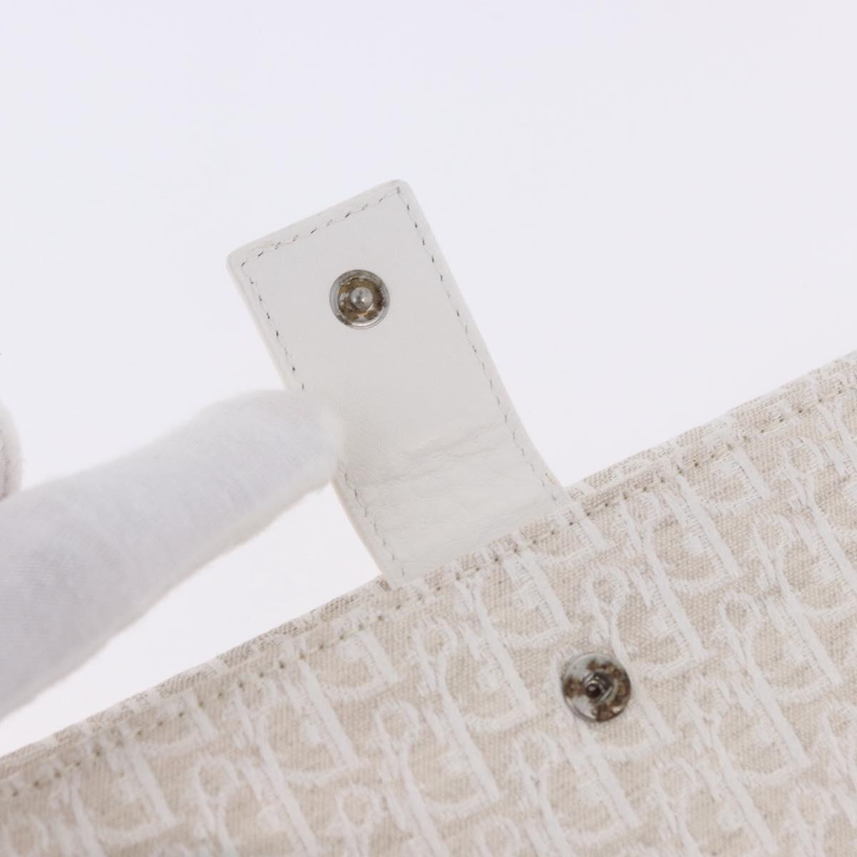 Christian Dior Trotter Canvas Long Wallet Beige Silver Auth 201131V