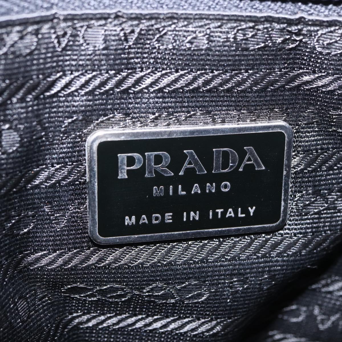 PRADA Tote Bag Nylon Black Silver Auth 201132A