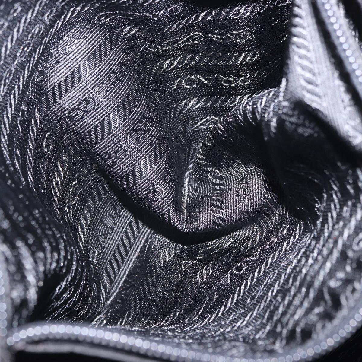 PRADA Tote Bag Nylon Black Silver Auth 201132A