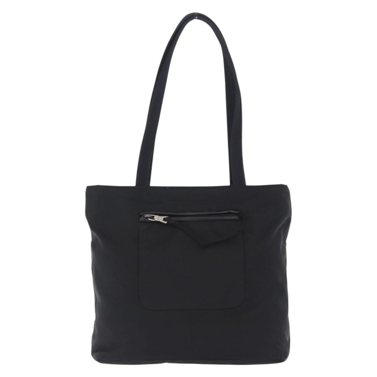 PRADA Tote Bag Nylon Black Silver Auth 201132A