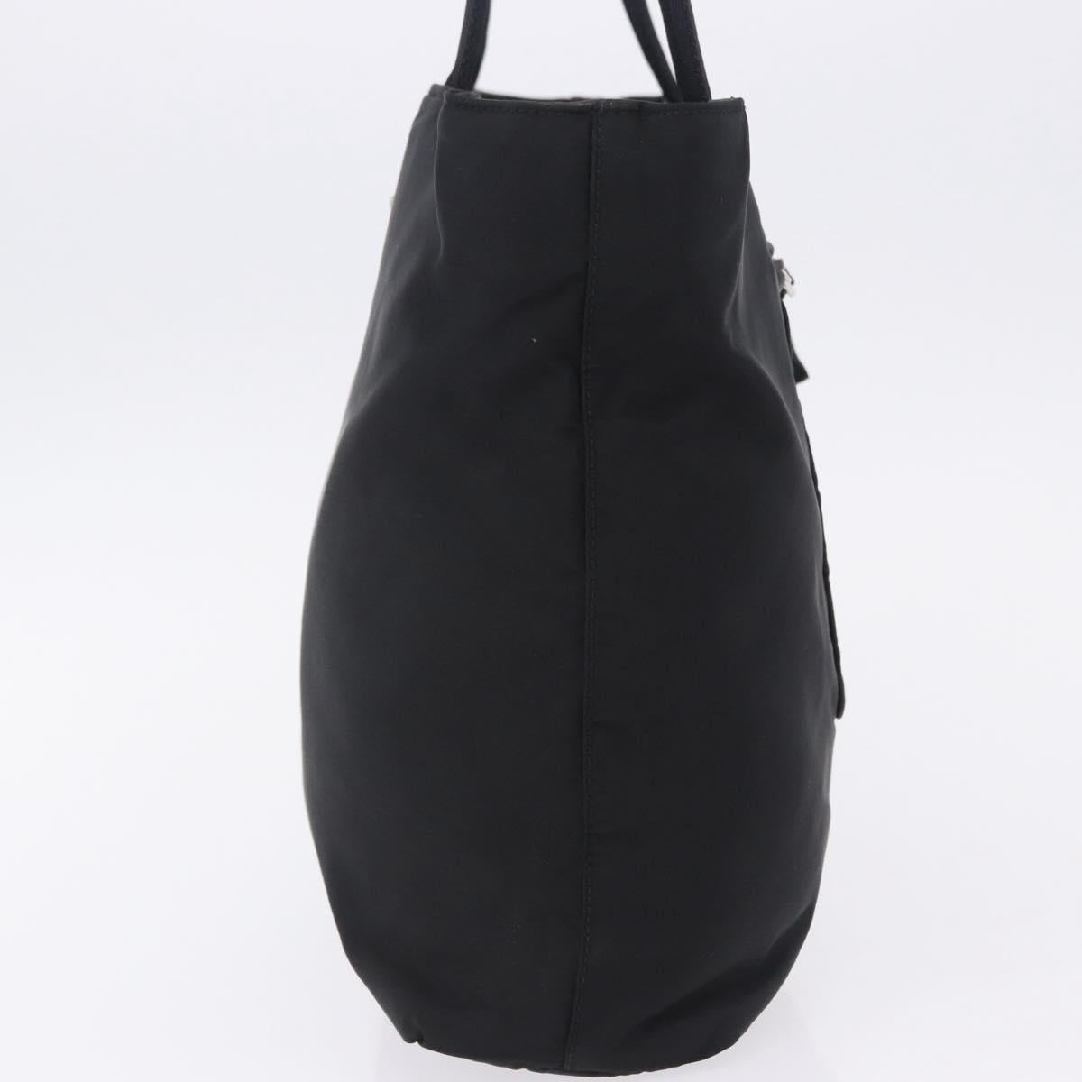 PRADA Tote Bag Nylon Black Silver Auth 201132A