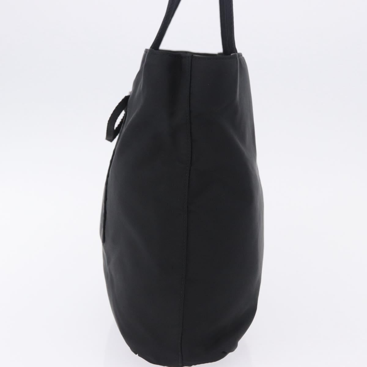 PRADA Tote Bag Nylon Black Silver Auth 201132A