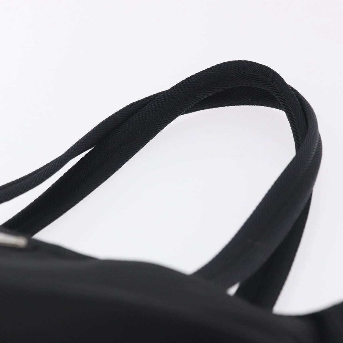 PRADA Tote Bag Nylon Black Silver Auth 201132A